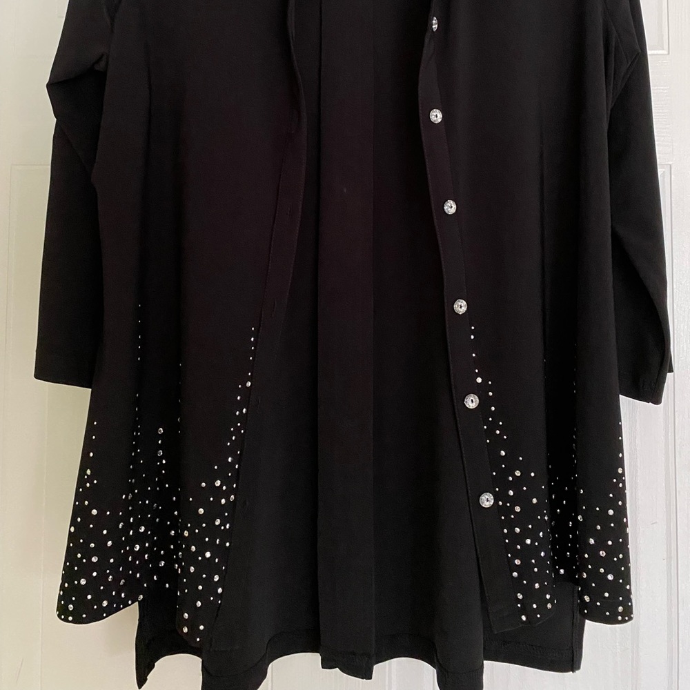 Tango Mango Collection Vintage Black Blouse with Glass buttons